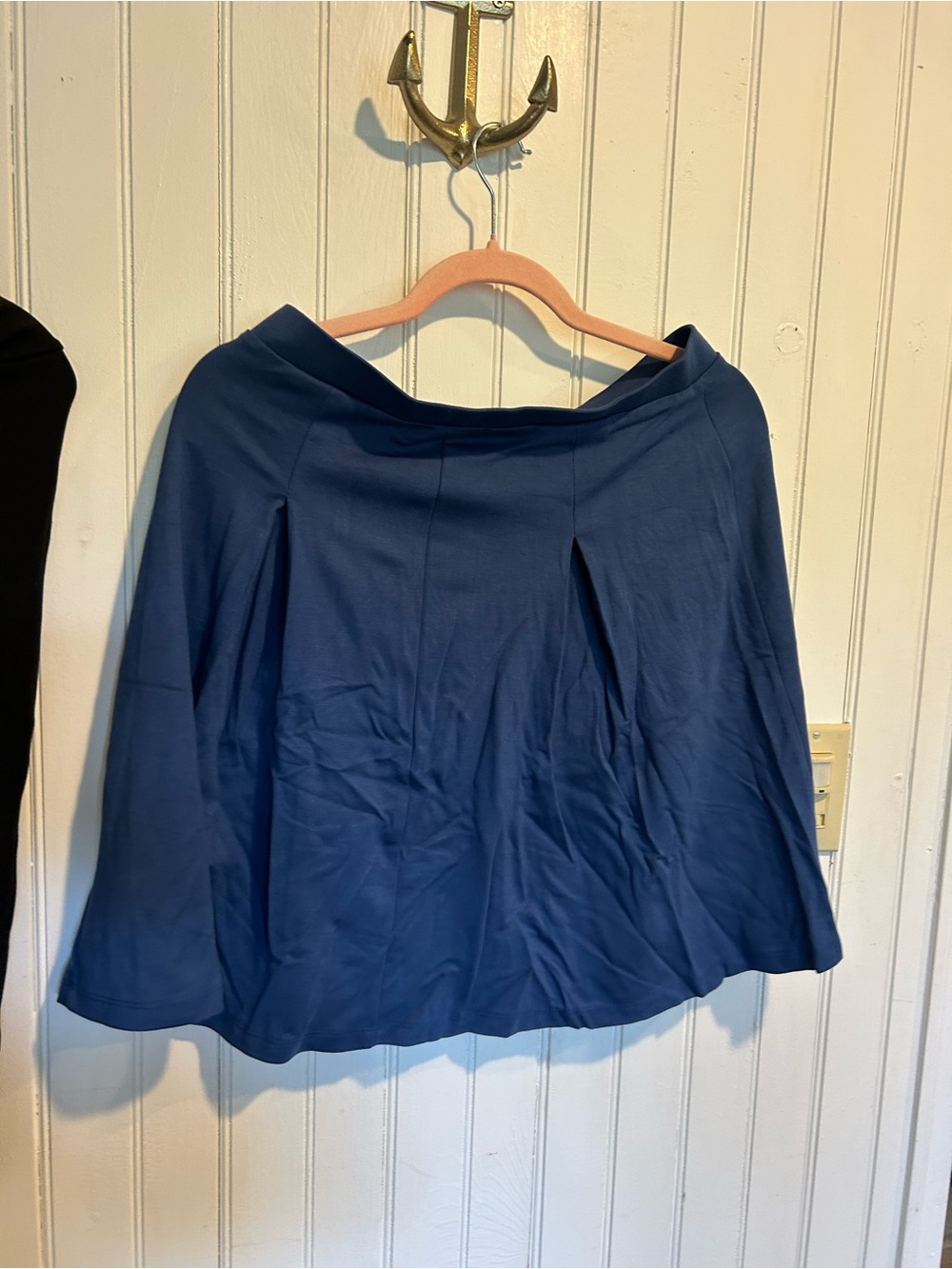 A-Line Navy Skirt with Soft Pleats